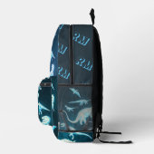 Dinosaur Blue Modern Fun Fluorescent Bedruckter Rucksack (Rechts)