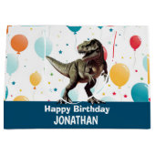 Dinosaur Blue Party Balloons Große Geschenktüte (Vorderseite)