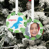 Dinosaur Blue T-Rex Foto Keepake Weihnachten Ornament