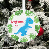 Dinosaur Blue T-Rex Foto Keepake Weihnachten Ornament