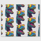 Dinosaur Blue T Rex Jurassic Cool Geschenkpapier (Flach)