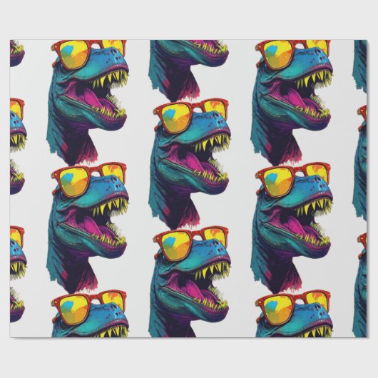 Dinosaur Blue T Rex Jurassic Cool Geschenkpapier (Flach)