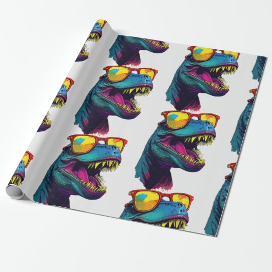 Dinosaur Blue T Rex Jurassic Cool Geschenkpapier (Ungerollt)