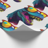 Dinosaur Blue T Rex Jurassic Cool Geschenkpapier (Ecke)
