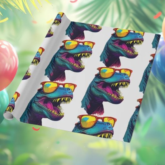 Dinosaur Blue T Rex Jurassic Cool Geschenkpapier