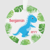 Dinosaur Blue T-Rex Tropical Keepake Weihnachten Ornament (Vorderseite)