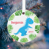 Dinosaur Blue T-Rex Tropical Keepake Weihnachten Ornament
