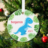 Dinosaur Blue T-Rex Tropical Keepake Weihnachten Ornament