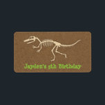 Dinosaur Bones Kids Birthday Party Adressaufkleber<br><div class="desc">Sticker labels for that the party favors and gift bags of that dinosaur excavation themed birthday party! This design has a dinosaur skeleton loosely based on the velociraptor against a dirt texture background.Personalise easily with your party message.</div>