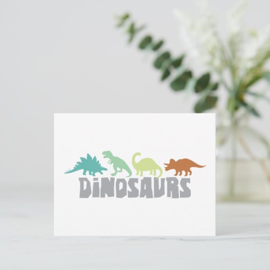 Dinosaur Border Postkarte (Stehend Vorderseite)