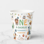 Dinosaur Boy 1st Birthday One A-Saurus Dino Pappbecher (Vorderseite)