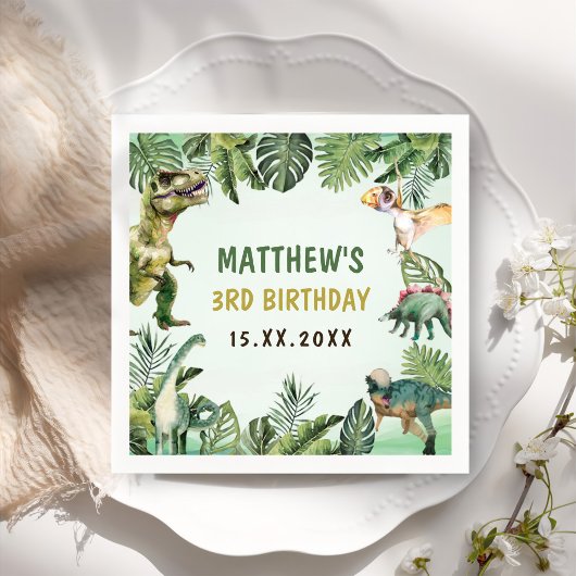 Dinosaur Boy 3. Geburtstag Party Serviette