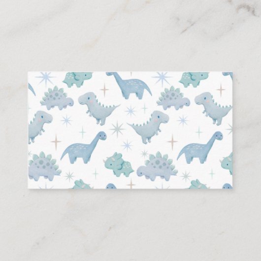 Dinosaur Boy Baby Duschdusche Windelwanne Raffel T Begleitkarte (Rückseite)