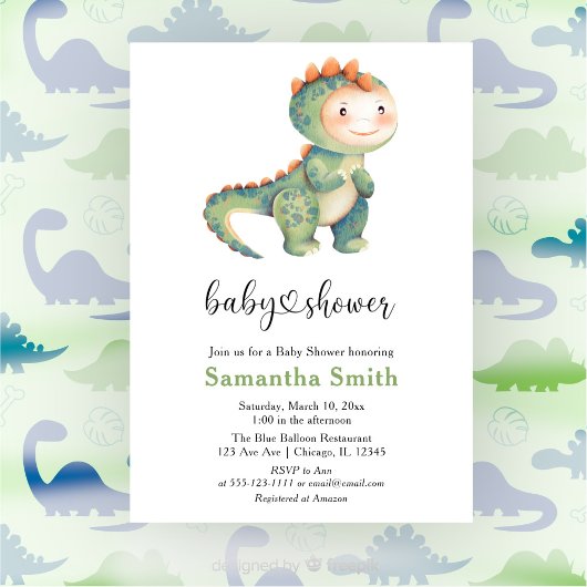 Dinosaur Boy Baby Shower Einladung