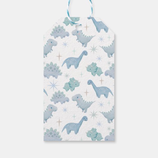 Dinosaur Boy Baby Shower Gevor Geschenkanhänger (Rückseite)