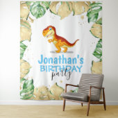 Dinosaur Boy BIRTHDAY Blue Hintergrund Wandteppich (Beispiel)