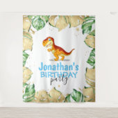Dinosaur Boy BIRTHDAY Blue Hintergrund Wandteppich (Vorderseite)