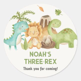 Dinosaur Boy Birthday Favor Stickers Trex