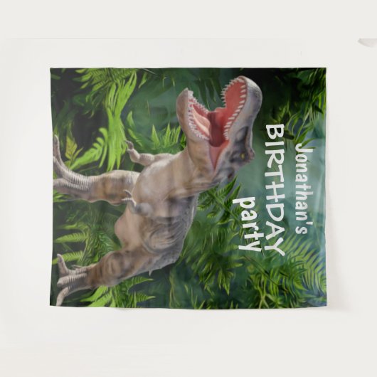 Dinosaur Boy BIRTHDAY Hintergrund Wandteppich (Vorderseite (Horizontal))