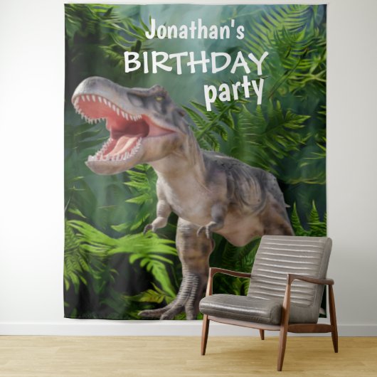 Dinosaur Boy BIRTHDAY Hintergrund Wandteppich (Beispiel)