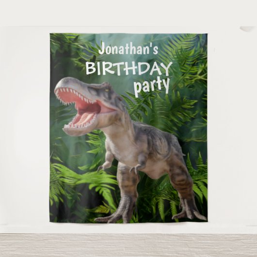 Dinosaur Boy BIRTHDAY Hintergrund Wandteppich (Vorderseite)