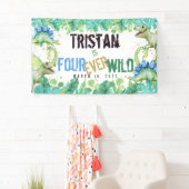 Dinosaur Boy Four Ever Wild Birthday Banner (Insitu)