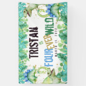 Dinosaur Boy Four Ever Wild Birthday Banner (Vertikal)