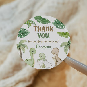 Dinosaur Boy Green 1. Geburtstag Runder Aufkleber