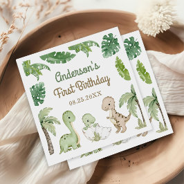 Dinosaur Boy Green 1. Geburtstag Serviette