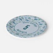 Dinosaur Boy Kindergeburtstag Party Blue Pappteller (Schrägansicht)