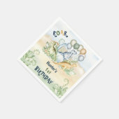 Dinosaur Boy Pastel Blue Green 1. Geburtstag Serviette (Ecke)