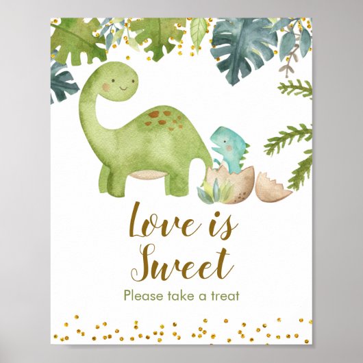 Dinosaur Boy Watercolor Liebe ist Sweet Sign Poster (Vorne)