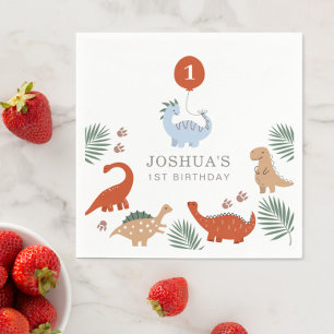 Dinosaur Boys Erster 1. Geburtstag Serviette