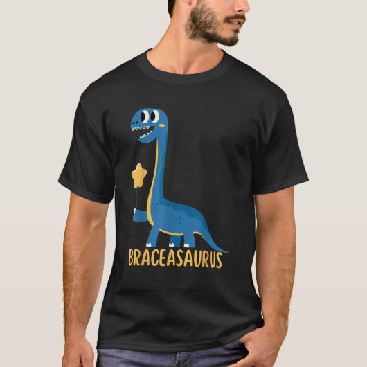 Dinosaur Braces BRACEASAURUS Orthodontist T-Shirt (Vorderseite)