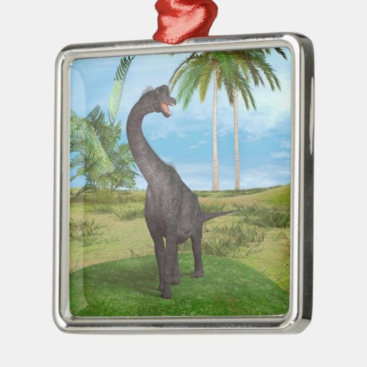 Dinosaur Brachiosaurus Silbernes Ornament (Links)