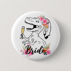 Dinosaur Braut Brautjungfer Floral Junggesellinnen Button