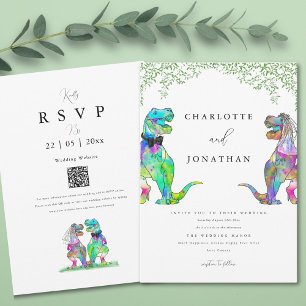 Dinosaur Braut und Bräutigam Grünzeug Hochzeit Einladung