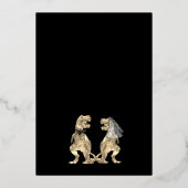 Dinosaur Bride and Groom Wedding Black and Gold Folieneinladung (Rückseite)