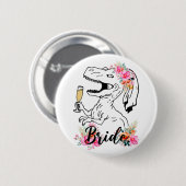 Dinosaur Bride Bridesmaid Floral Bachelorette Teil Button (Vorne & Hinten)