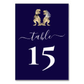 Dinosaur Bride & Groom Wedding Navy Blue Tischnummer (Vorderseite)