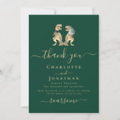 Dinosaur Bride und Groom Wedding Vielen Dank Dankeskarte (Vorderseite)