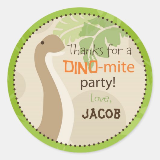 Dinosaur Brontosaurus Birthday Cupcake Topper Runder Aufkleber (Vorderseite)