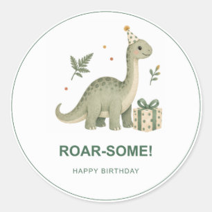 Dinosaur BRÜLL-toller Geburtstag-Klassiker-Rundauf Runder Aufkleber
