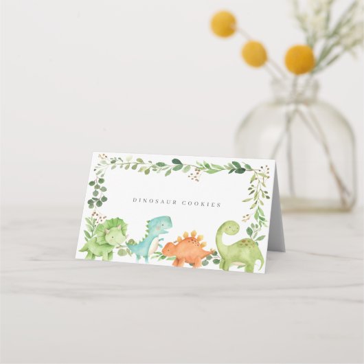 Dinosaur-Buffet-Etiketten Platzkarte (Vorderseite)