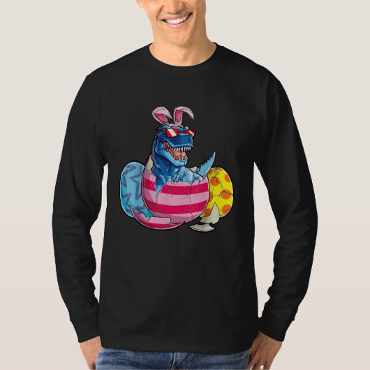 Dinosaur Bunny Ears Sunglasses Rabbit Eggs Easter  T-Shirt (Vorderseite)