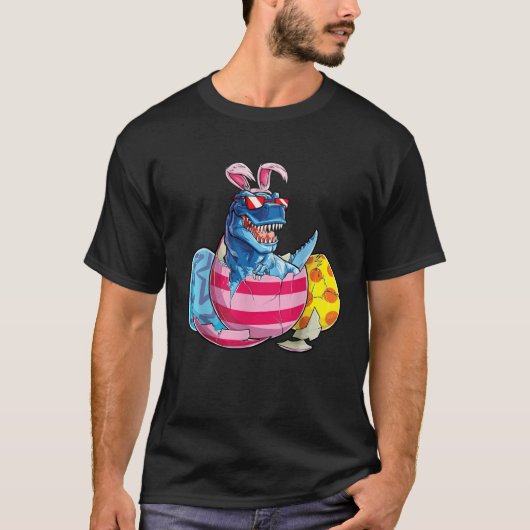 Dinosaur Bunny Ears Sunglasses Rabbit Eggs Easter  T-Shirt (Vorderseite)