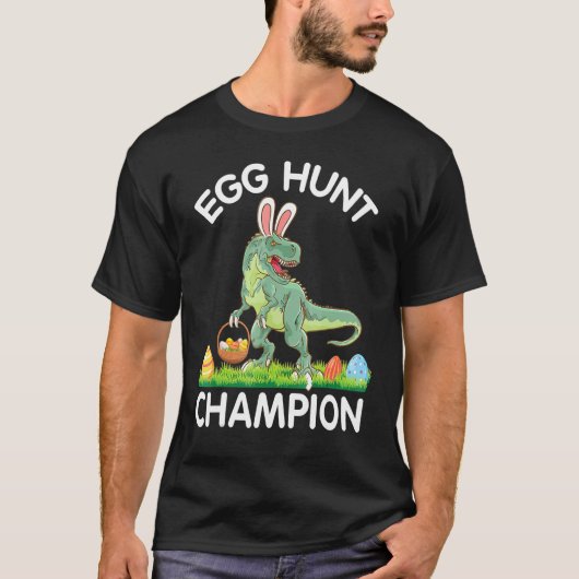 Dinosaur Bunny Jagd Ostereier Champion T-Shirt (Vorderseite)