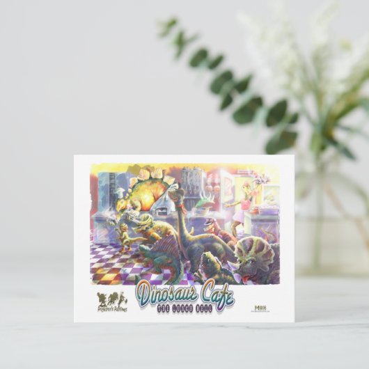 Dinosaur Cafe Postkarte (Stehend Vorderseite)