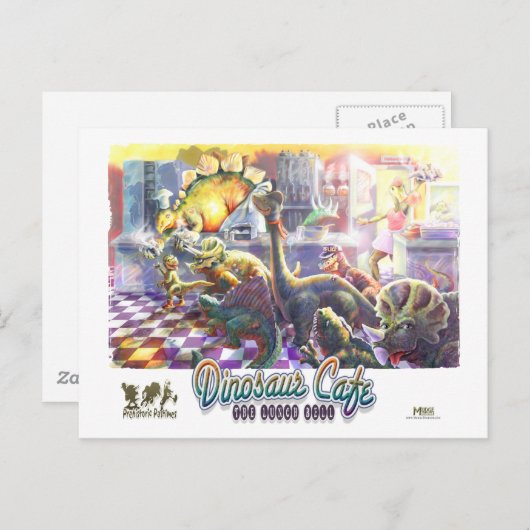 Dinosaur Cafe Postkarte (Vorne/Hinten)