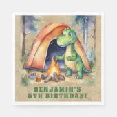 Dinosaur Camping-Geburtstagsfeier Serviette (Vorderseite)